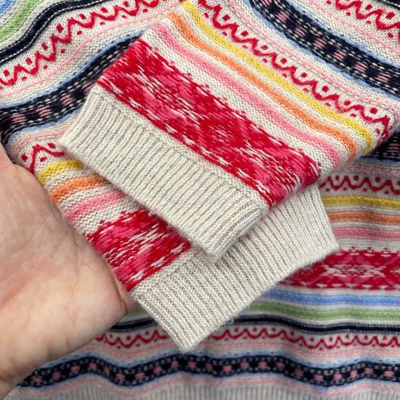 TALBOTS Striped Sweater Women's MP Lambswool Rainbow Colorful Fair Isle Twee - Picture 4 of 10